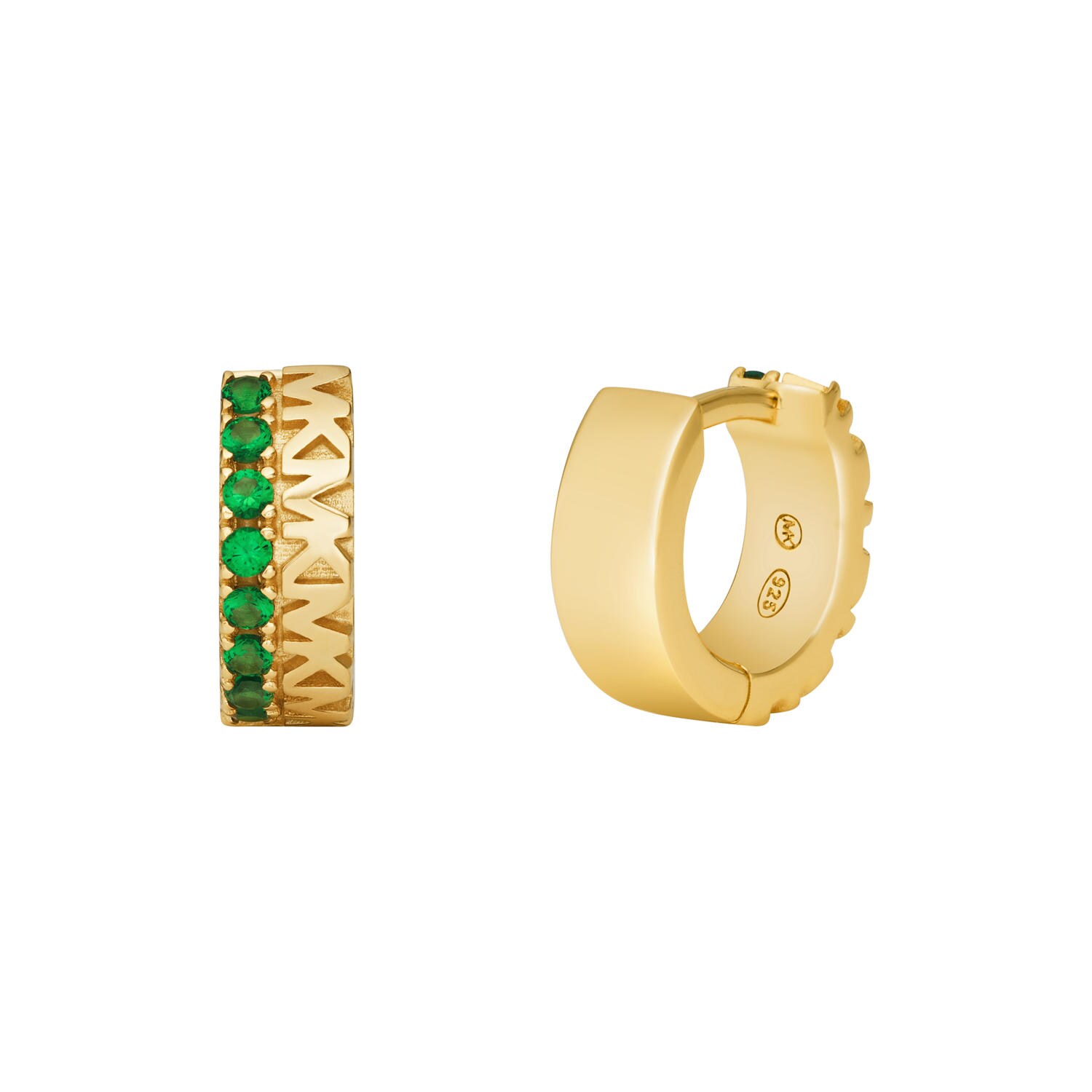 Michael Kors Gold Plated Over Brass Stacked Heart Hoop Earrings Logo amp  Crystal  eBay